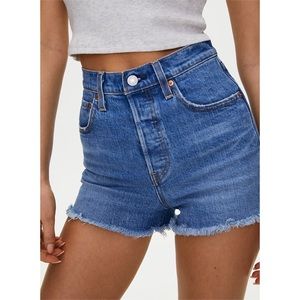 Levi’s Ribcage High Rise Raw Edge Jean Shorts